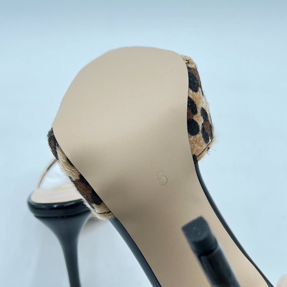 FSJ Leopard Comfort High Heel Sandals Mules Peep Toe Slide Summer Dress Shoes - Picture 6 of 8